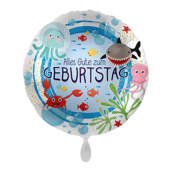 Heliumballon-Geschenk Unterwasserwelt "Alles Gute zum Geburtstag" - DECORAMI
