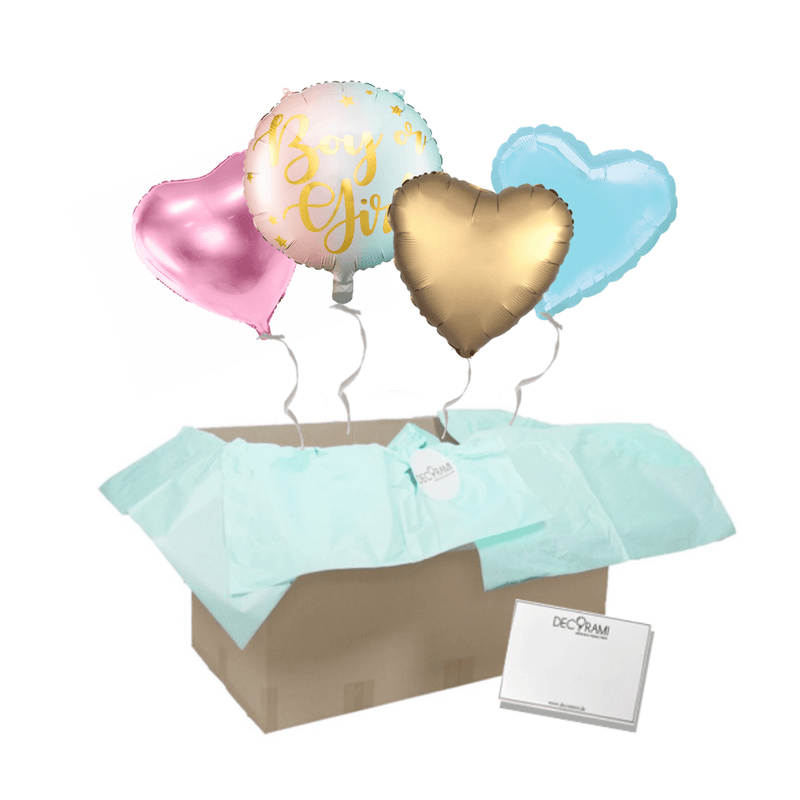 Heliumballon-Geschenk "Boy or Girl?" Pastell Gold - DECORAMI