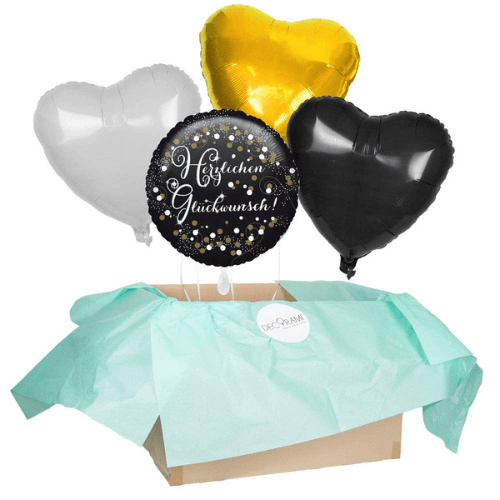 Heliumballon-Geschenk Happy Birthday Sparkling Silber Set Default Title - DECORAMI