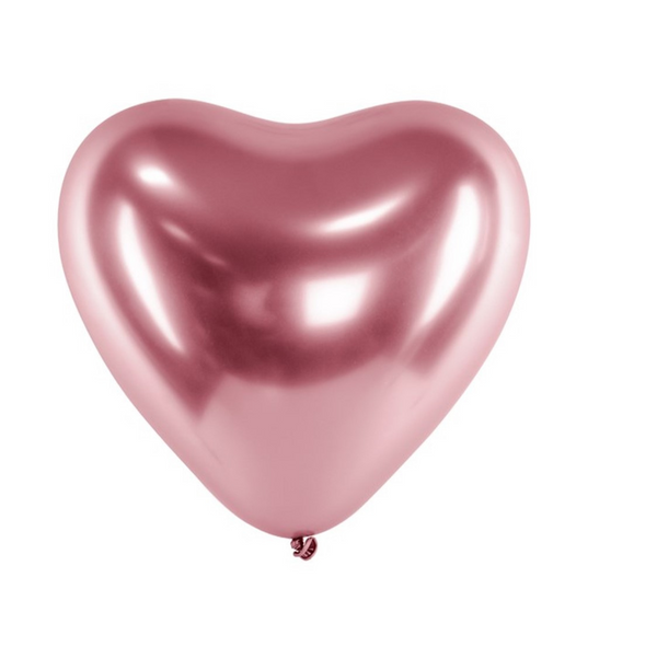 Herzballon Ø 30cm Chrom-Rosa 3 Stk. - DECORAMI