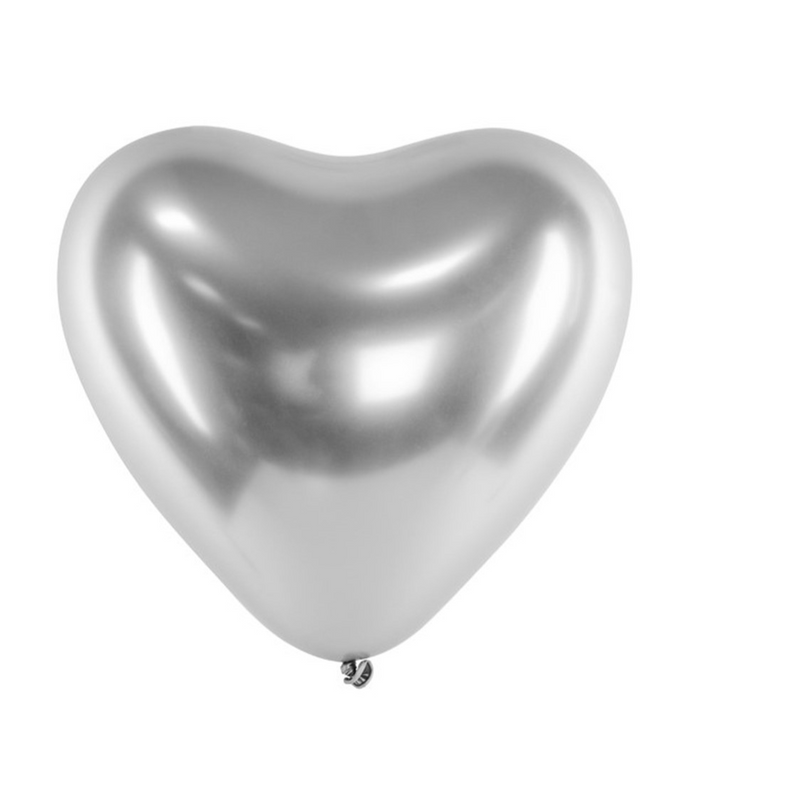 Herzballon Ø 30cm Chrom-Silber 3 Stk. - DECORAMI