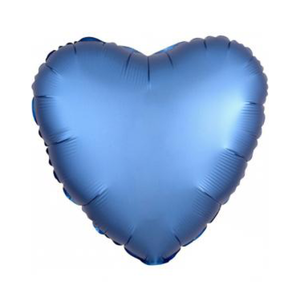 Herzballon Blau Satin - DECORAMI
