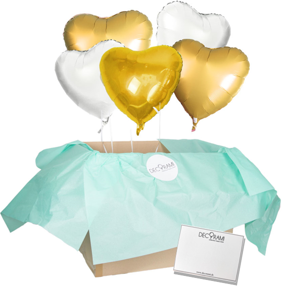 Heliumballon-Geschenk Satin Herzen Golden Deluxe - DECORAMI