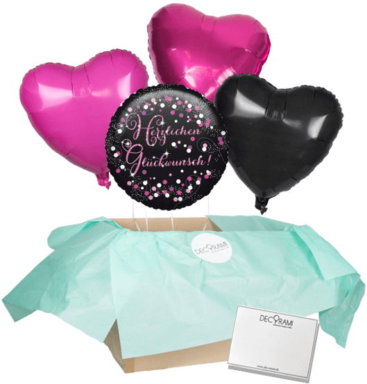 Heliumballon-Geschenk Geburtstag Pink Schwarz - DECORAMI