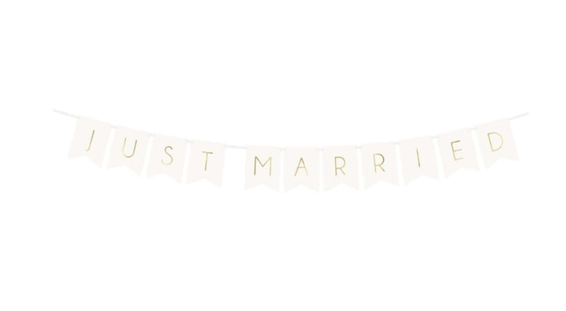 Hochzeits-Girlande, Banner, Just Married, weiß
