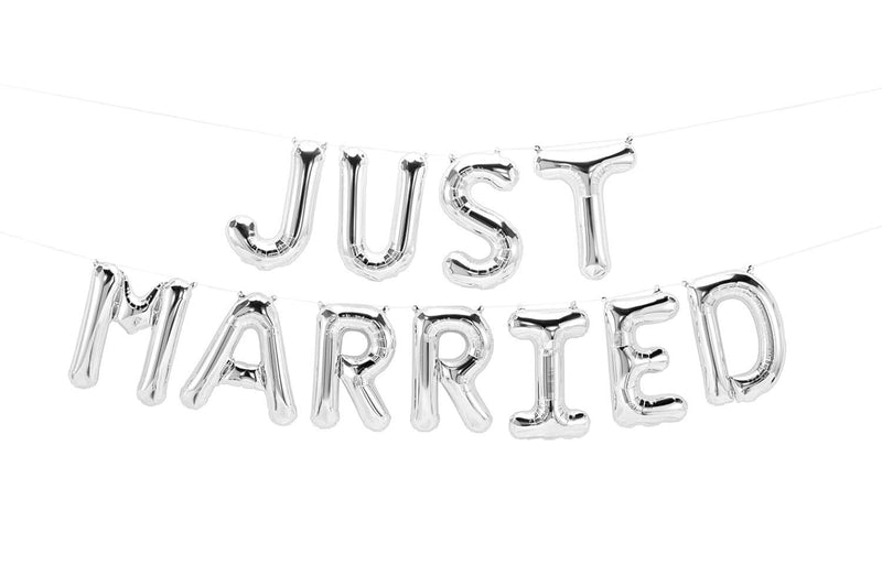 Ballonschriftzug "Just Married" Silber - DECORAMI