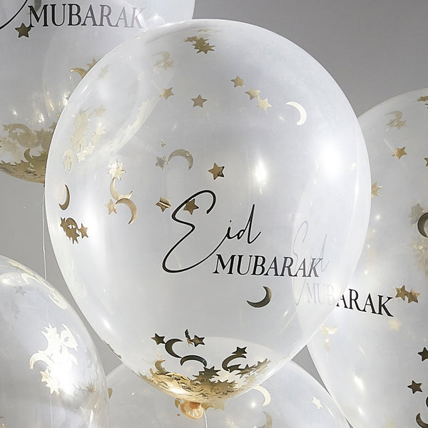 Konfetti-Ballons Ø 30 cm "Eid Mubarak" 5 Stk. - DECORAMI