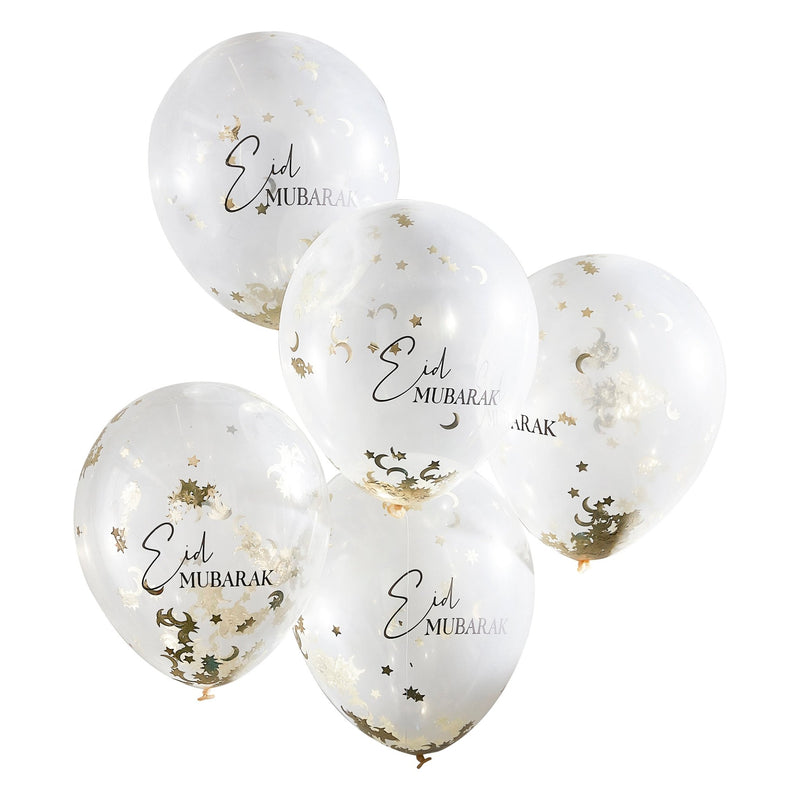 Konfetti-Ballons Ø 30 cm "Eid Mubarak" 5 Stk. - DECORAMI