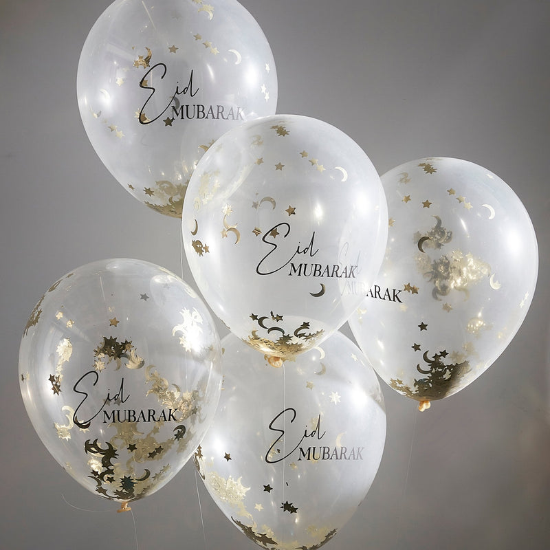 Konfetti-Ballons Ø 30 cm "Eid Mubarak" 5 Stk. - DECORAMI