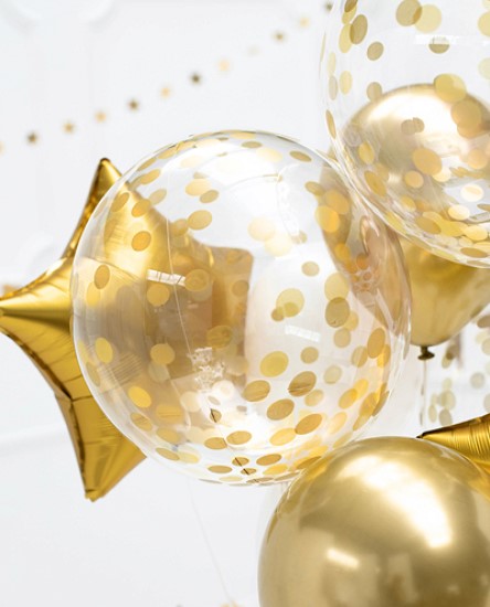XL Konfetti-Ballon Ø 40cm Gold 1 Stk. - DECORAMI