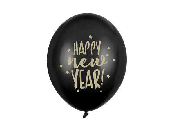 Latexballons Schwarz Happy New Year 10 Stk. - DECORAMI
