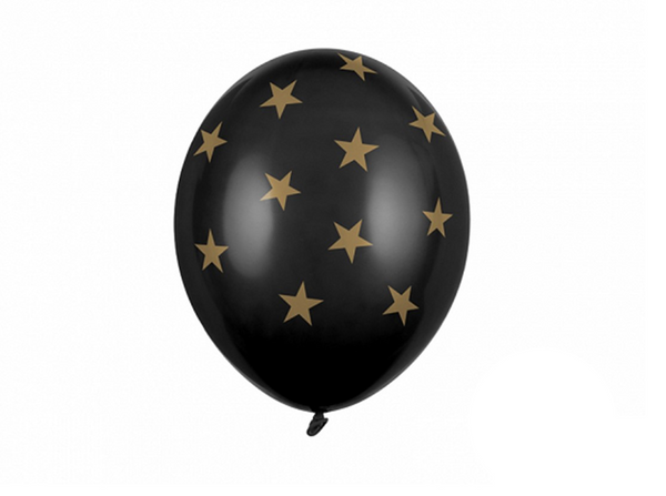Latexballons Schwarz mit Sternen 10 Stk. - DECORAMI