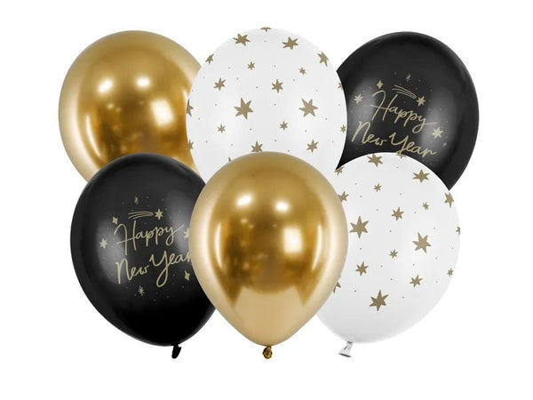 Luftballon Ø 30cm Happy New Year Mix 6 Stk. - DECORAMI