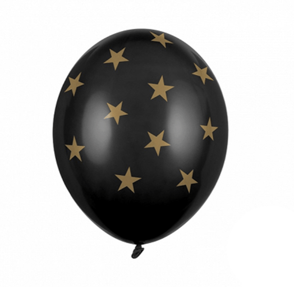 Latexballons Schwarz mit Sternen 10 Stk. - DECORAMI