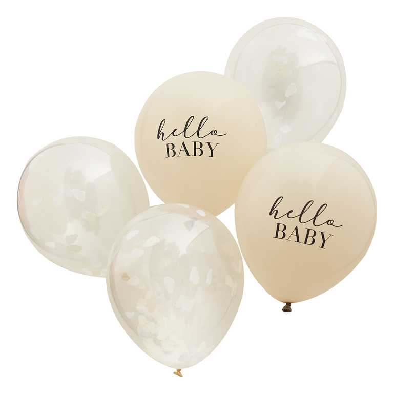 Luftballon-Set Konfetti Clouds "Hello Baby" 5 Stk. - DECORAMI