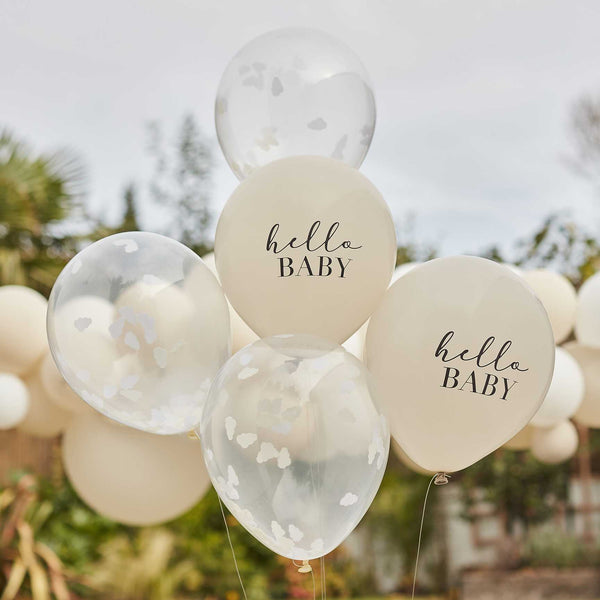 Luftballon-Set Konfetti Clouds "Hello Baby" 5 Stk. - DECORAMI