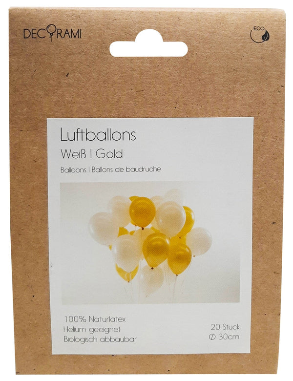 Luftballon-Set Weiß-Gold 20 Stk. - DECORAMI