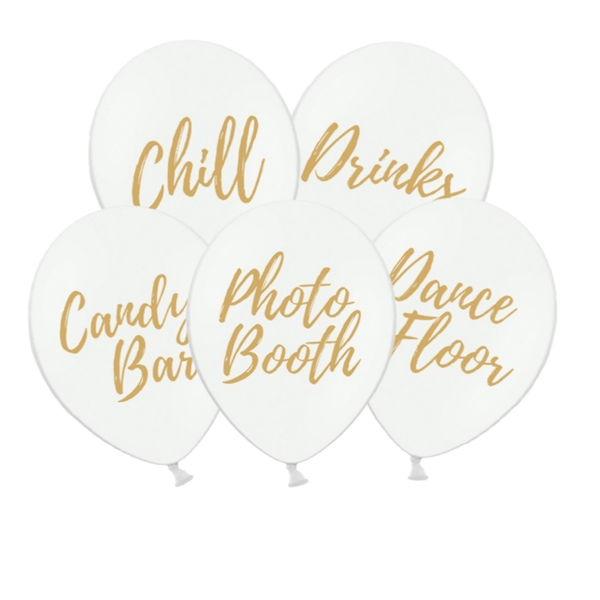 Luftballons Ø 30cm Hochzeit Locations 5 Stk. - DECORAMI