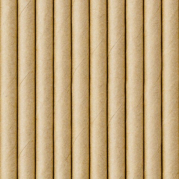 Papier-Strohhalme Einfarbig Natur 10 Stk. - DECORAMI