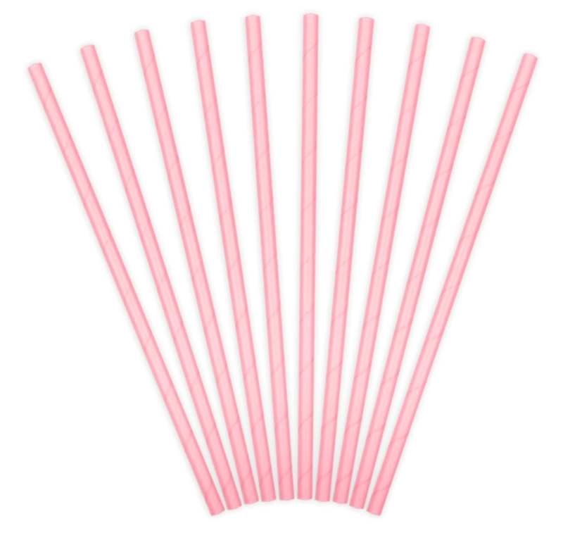 Papier-Strohhalme Einfarbig Rosa 10 Stk. - DECORAMI