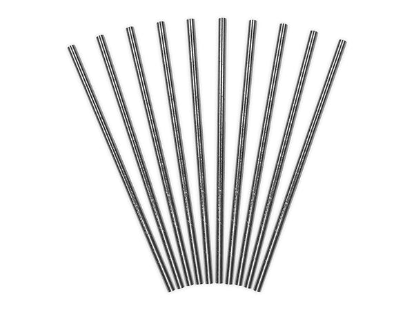 Papier-Strohhalme Einfarbig Silber 10 Stk. - DECORAMI