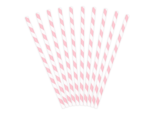 Papier-Strohhalme Gestreift Rosa - DECORAMI