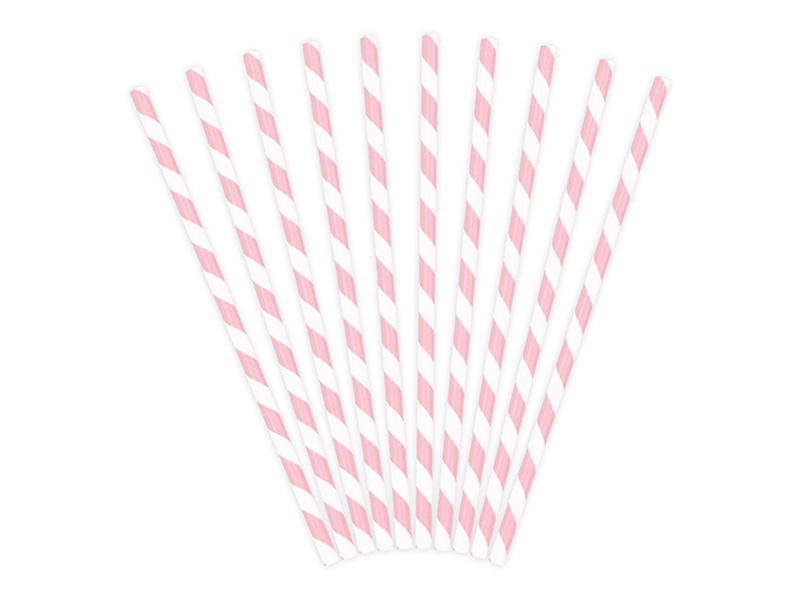 Papier-Strohhalme Gestreift Rosa