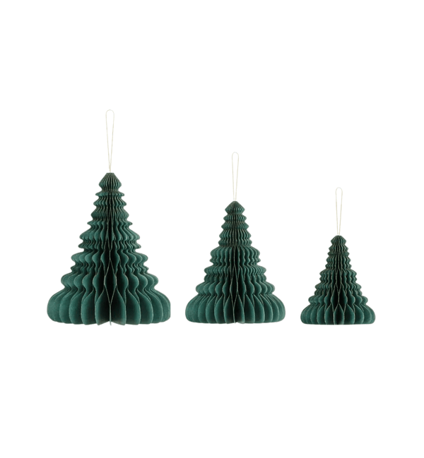 Papierwaben-Ornament 3er-Set Weihnachtsbäume - DECORAMI