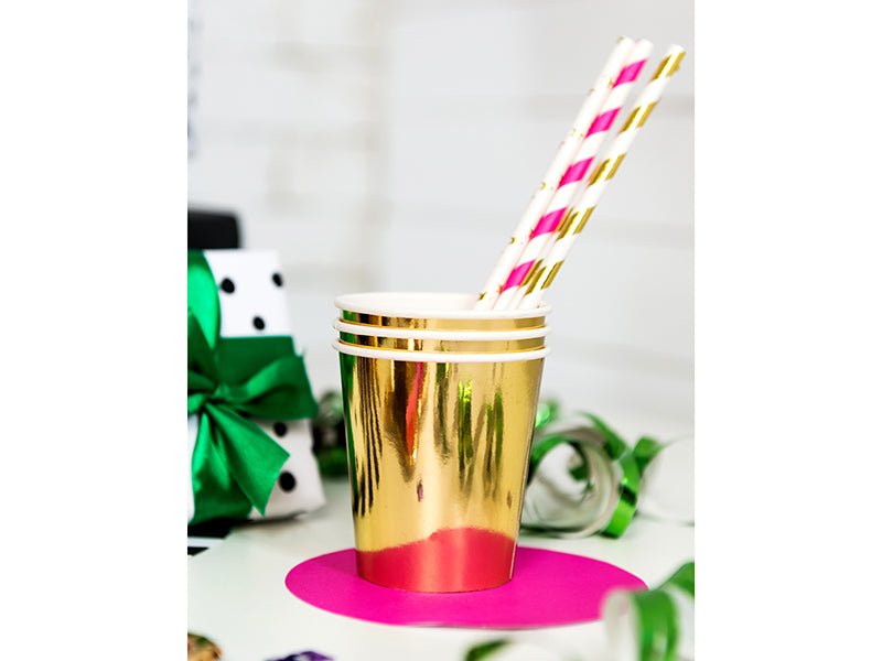 Pappbecher Einfarbig Gold 6 Stk. - DECORAMI