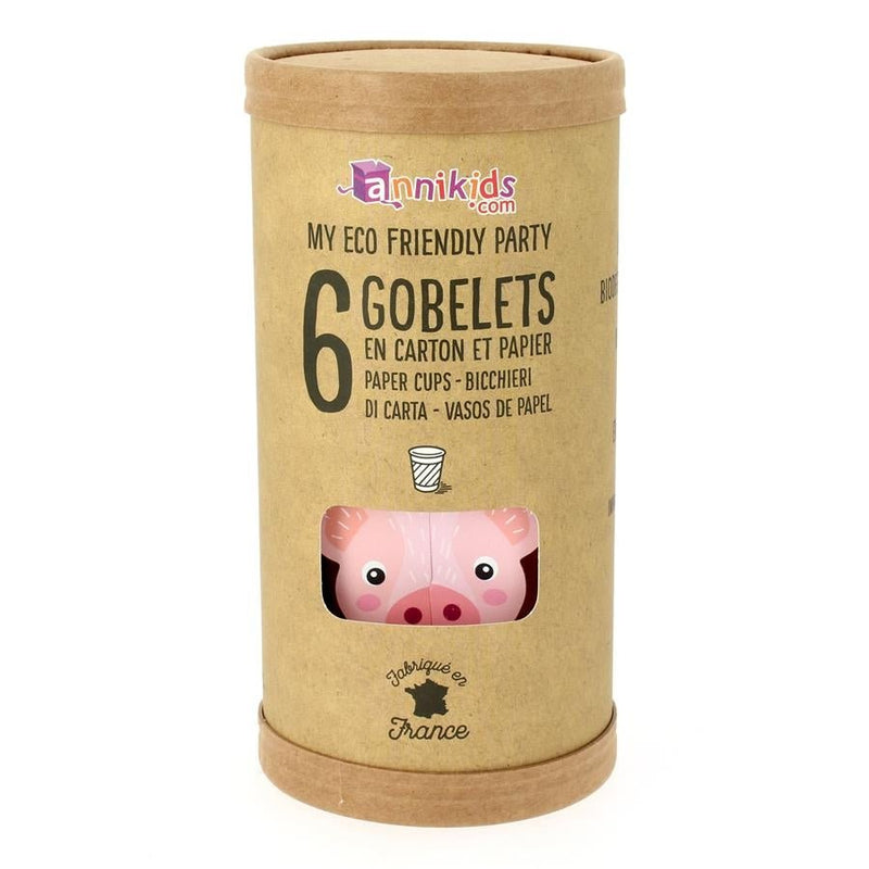Pappbecher "Farm Tier" 6 Stk. - DECORAMI