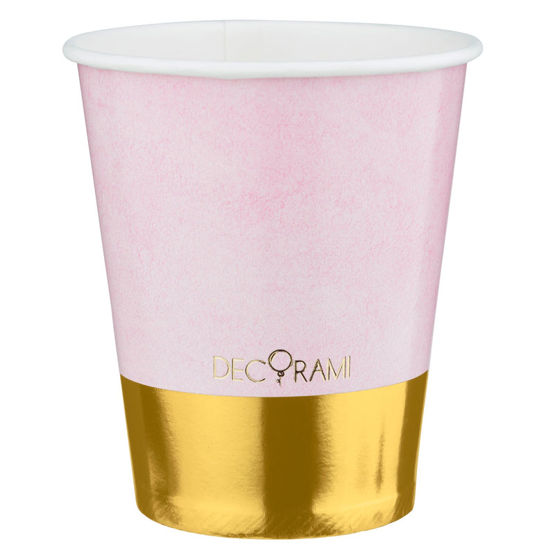 Pappbecher "Romantic Rosa-Gold" 230ml 6 Stk. - DECORAMI