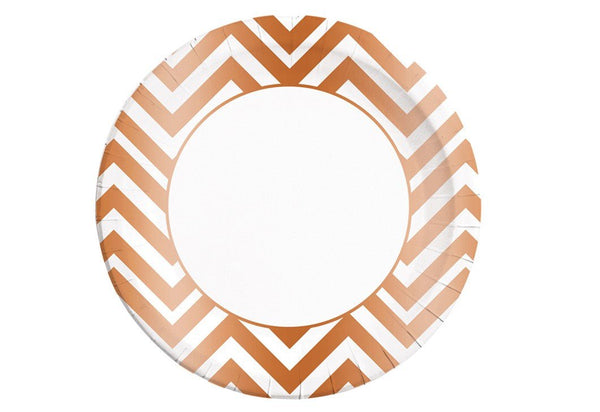 Pappteller Chevron Roségold Metallic 8 Stk. - DECORAMI