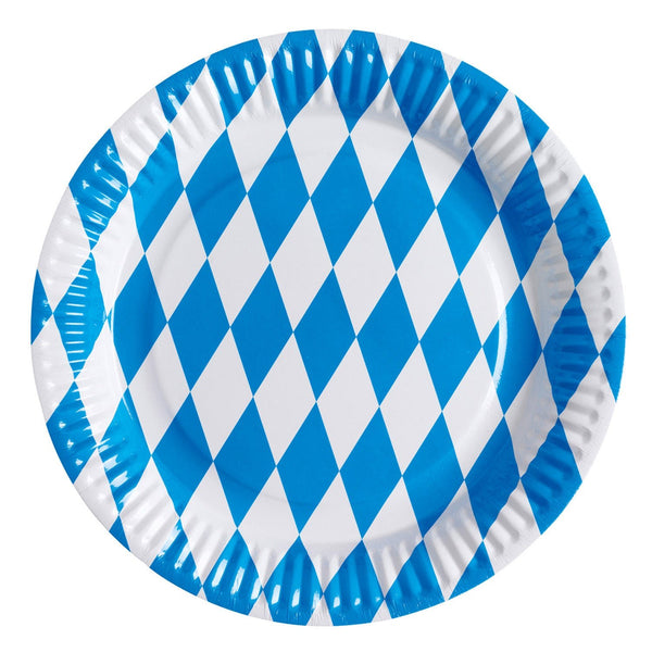 Pappteller Oktoberfest Kariert Dunkelblau-Weiß 6 Stk. - DECORAMI