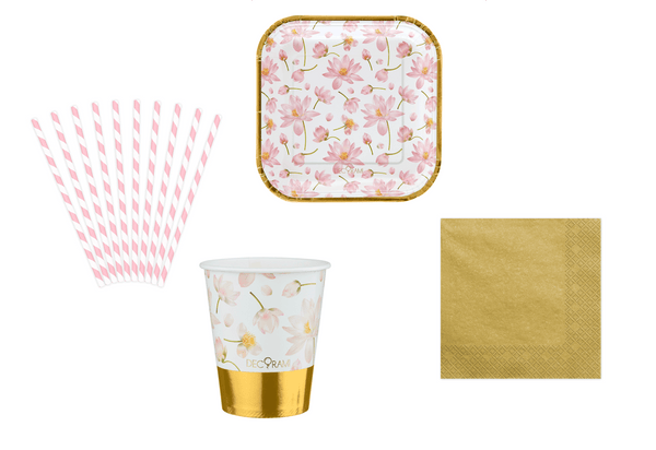 Partygeschirr Gesamt-Set Rosa Gold Pretty Cute 42-tlg. - DECORAMI