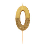 Premium-Geburtstagskerze Gold Glitzer "0" - DECORAMI