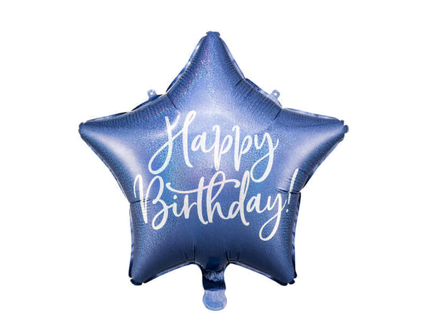 Geburtstagsballon "Happy Birthday" Stern Blau - DECORAMI