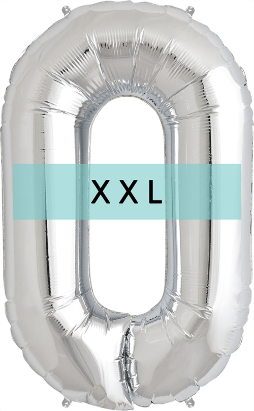 Zahlen Ballon 0 XXL Silber - DECORAMI
