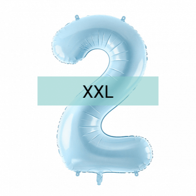 Zahlen Ballon 2 XXL Pastell Blau - DECORAMI