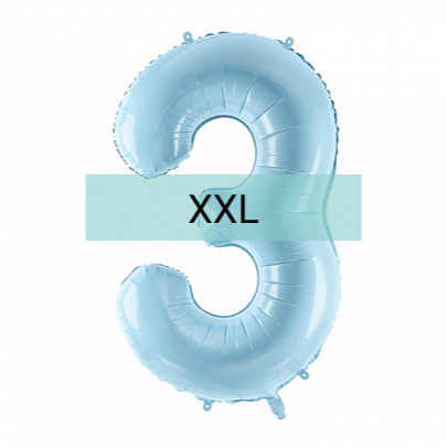 Zahlen Ballon 3 XXL Pastell Blau - DECORAMI