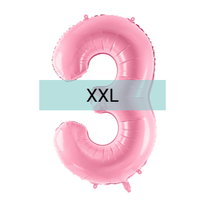 Zahlen Ballon 3 XXL Pastell Rosa - DECORAMI