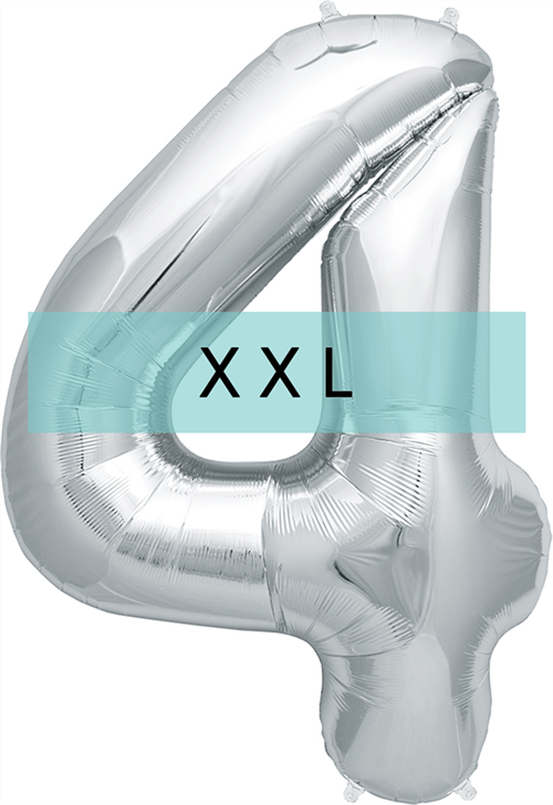 Zahlen Ballon 4 XXL Silber - DECORAMI