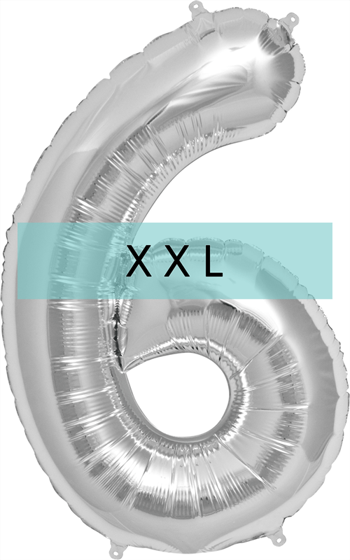 Zahlen Ballon 6 XXL Silber - DECORAMI