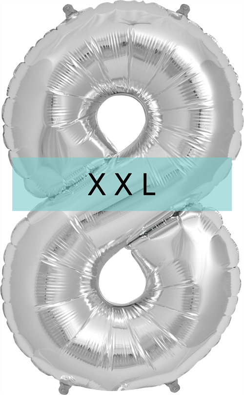 Zahlen Ballon 8 XXL Silber - DECORAMI