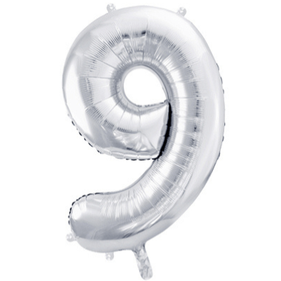 Zahlen Ballon 9 XXL Silber - DECORAMI
