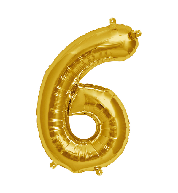 Zahlen Ballon 6 Gold - DECORAMI