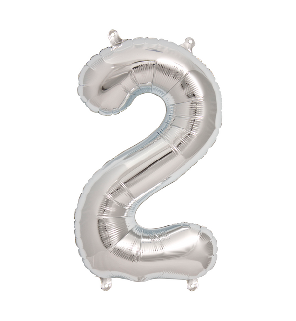 Zahlen Ballon 2 Silber - DECORAMI