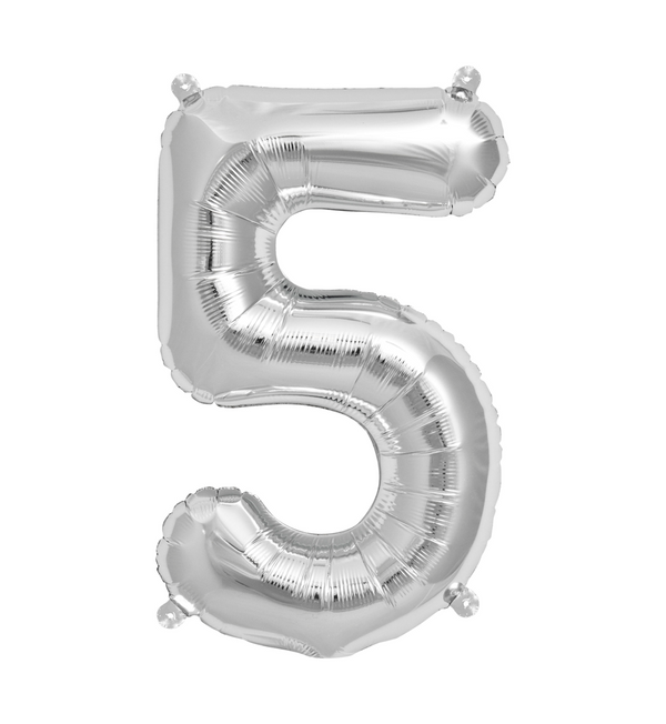 Zahlen Ballon 5 Silber - DECORAMI