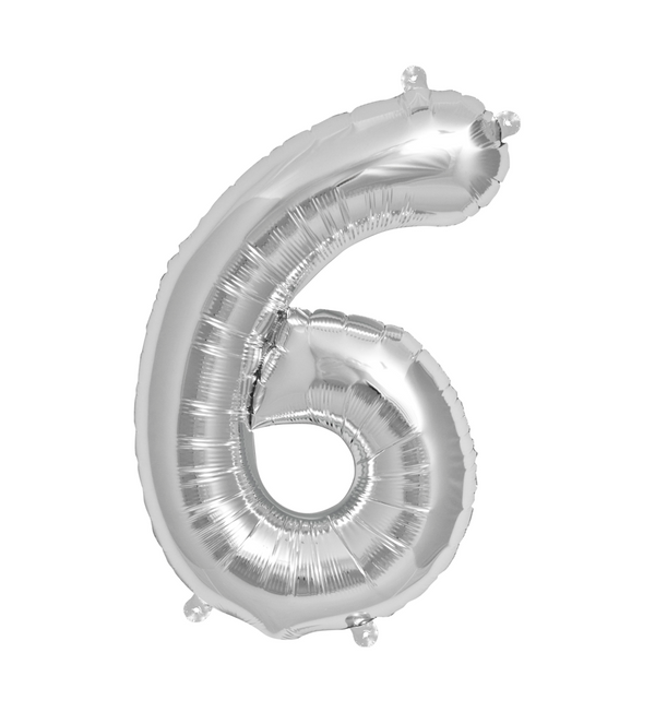 Zahlen Ballon 6 Silber - DECORAMI