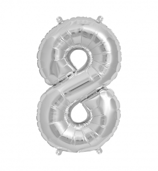 Zahlen Ballon 8 Silber - DECORAMI