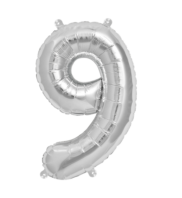 Zahlen Ballon 9 Silber - DECORAMI